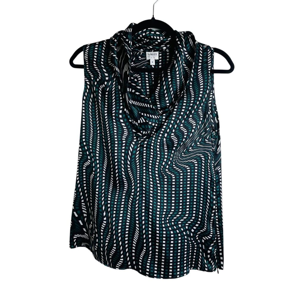 Armani Collezioni Blouse Womens 6 Silk Abstract Print Sleeveless Top Shirt
